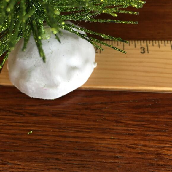 4 Green Glitter Tabletop Decor Bottle Brush Christmas Trees Snow Base 9" x 4" - Picture 12 of 12
